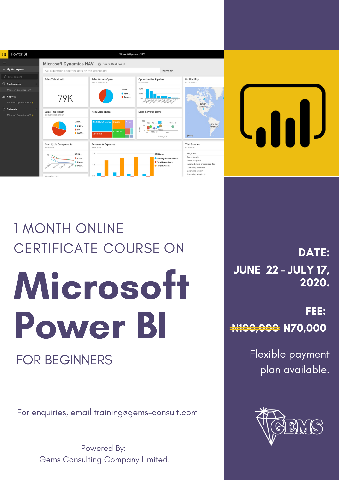 1 Month Certificate Course On Microsoft Power BI – Gems Consulting 